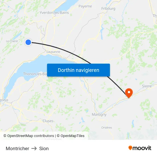 Montricher to Sion map