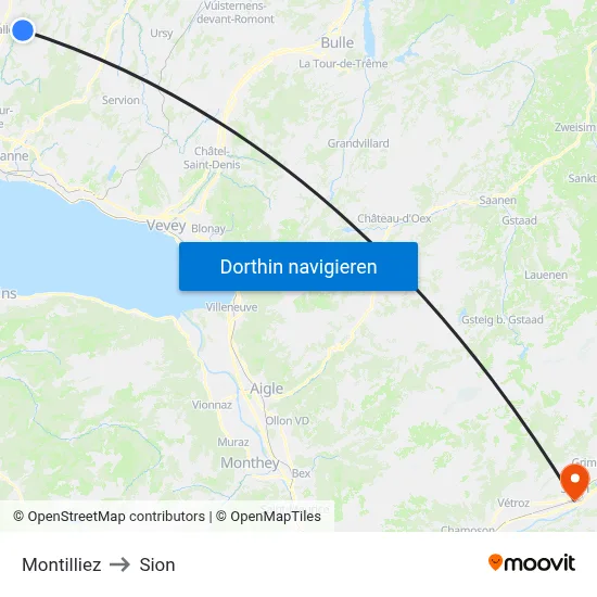 Montilliez to Sion map
