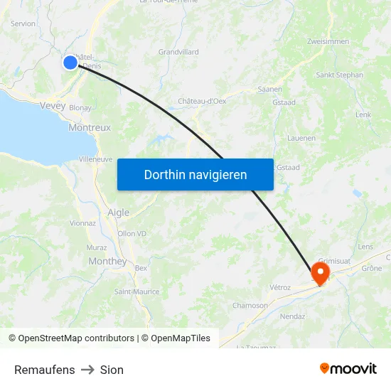 Remaufens to Sion map