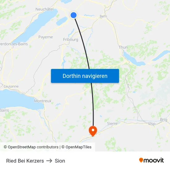 Ried Bei Kerzers to Sion map