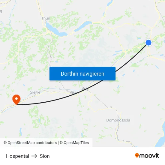 Hospental to Sion map