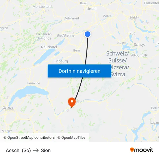 Aeschi (So) to Sion map