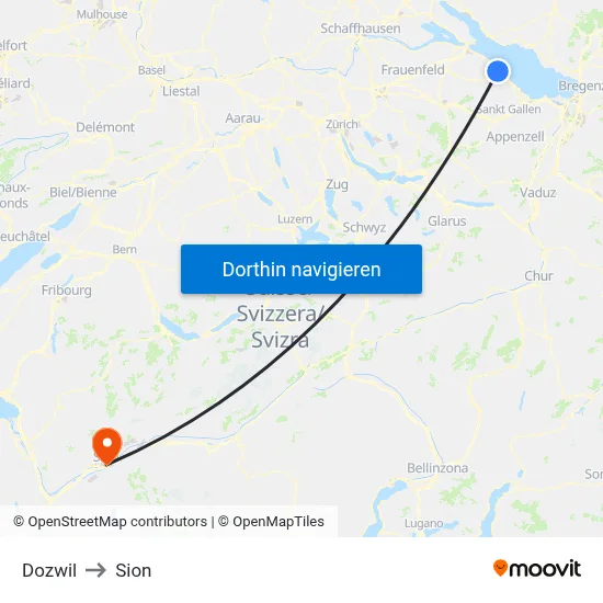 Dozwil to Sion map