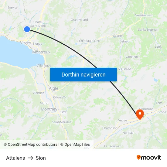 Attalens to Sion map