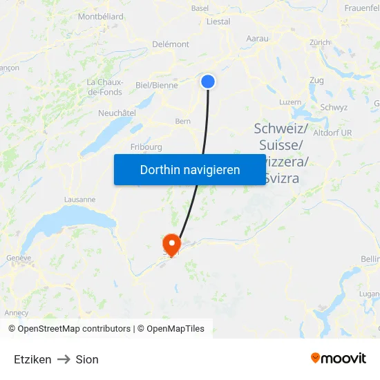 Etziken to Sion map