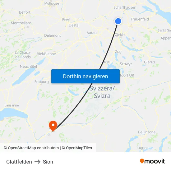 Glattfelden to Sion map