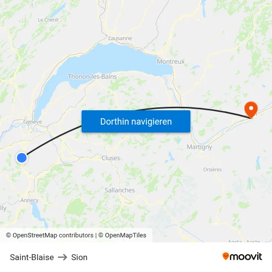 Saint-Blaise to Sion map