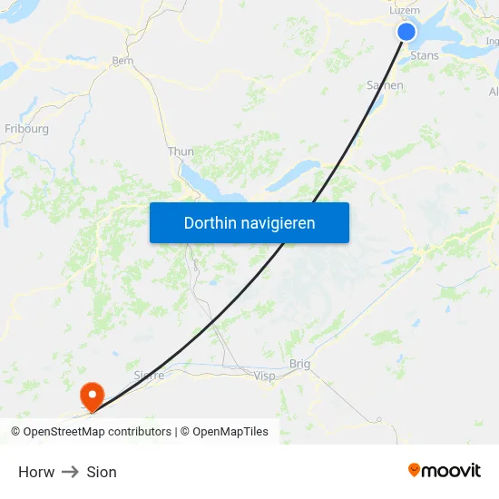Horw to Sion map