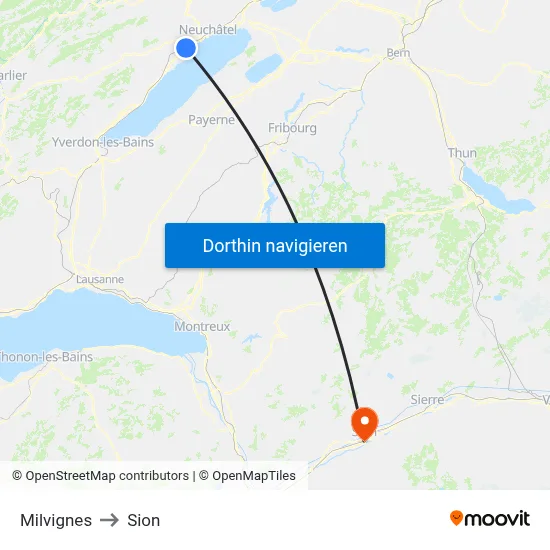 Milvignes to Sion map