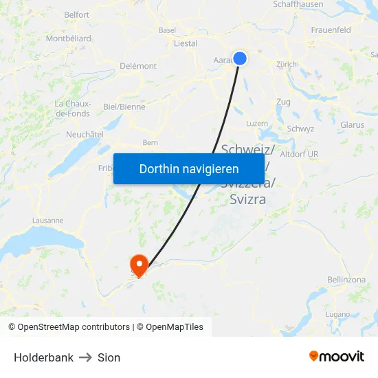 Holderbank to Sion map