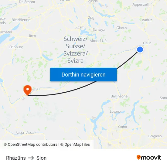 Rhäzüns to Sion map
