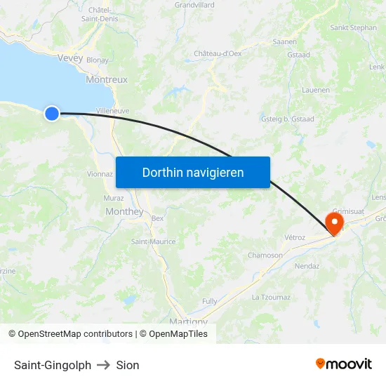 Saint-Gingolph to Sion map