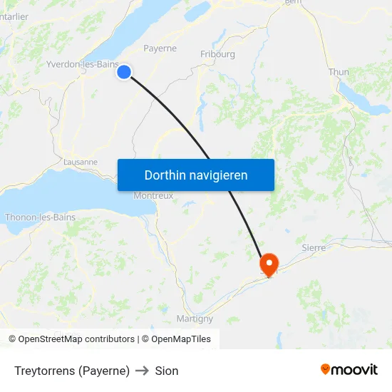 Treytorrens (Payerne) to Sion map