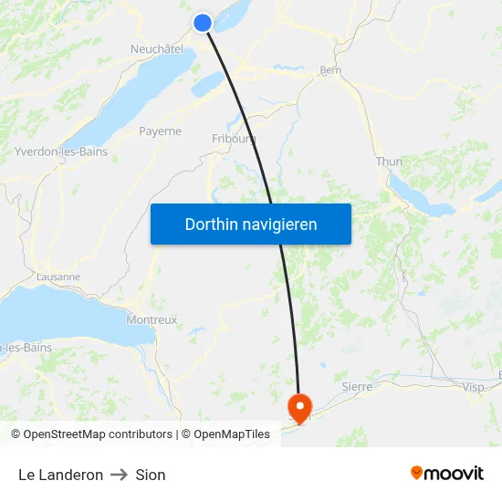 Le Landeron to Sion map