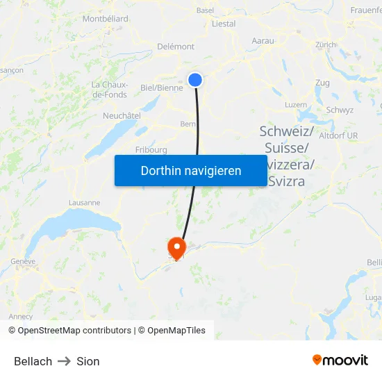 Bellach to Sion map