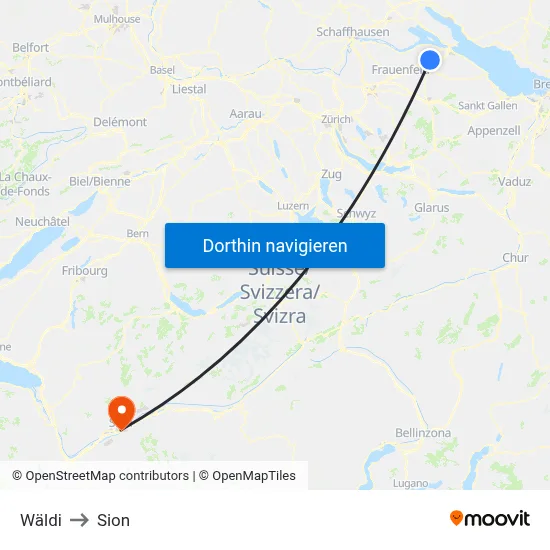 Wäldi to Sion map