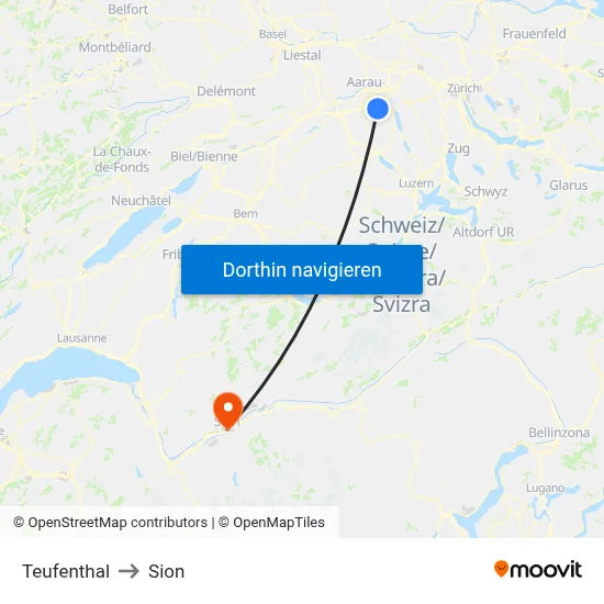Teufenthal to Sion map