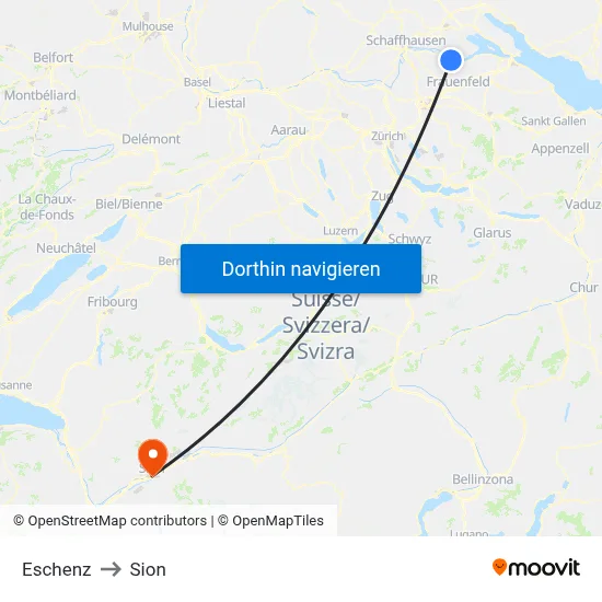 Eschenz to Sion map