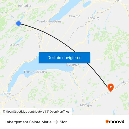 Labergement-Sainte-Marie to Sion map