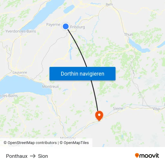 Ponthaux to Sion map