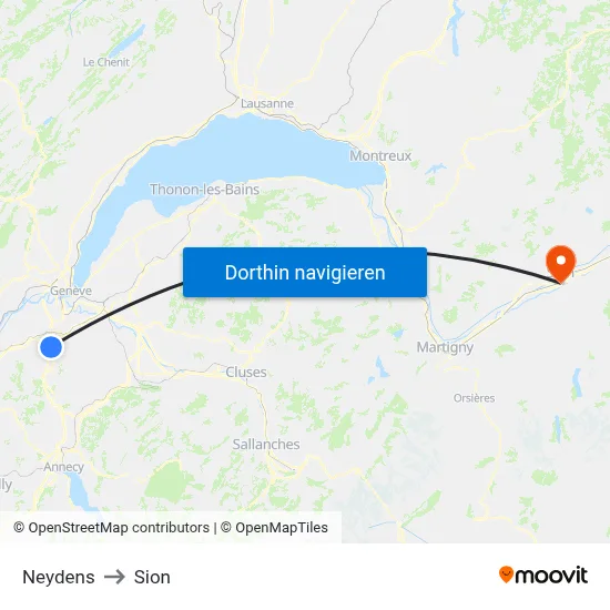 Neydens to Sion map