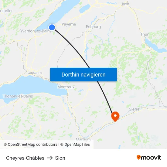 Cheyres-Châbles to Sion map