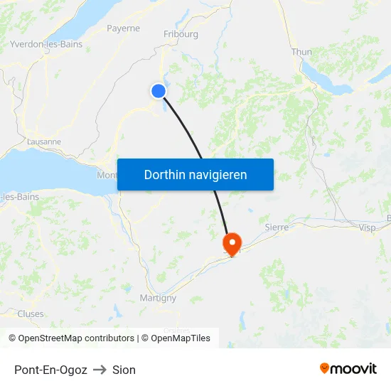Pont-En-Ogoz to Sion map