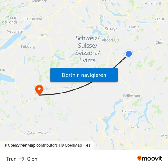 Trun to Sion map
