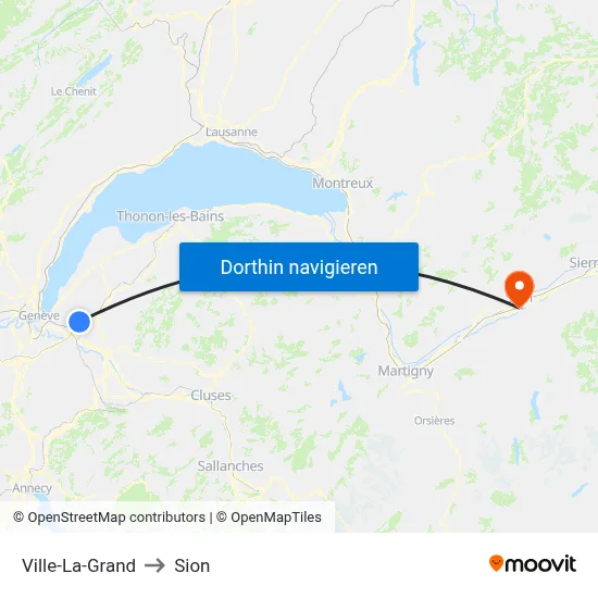 Ville-La-Grand to Sion map