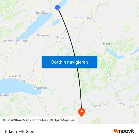Erlach to Sion map