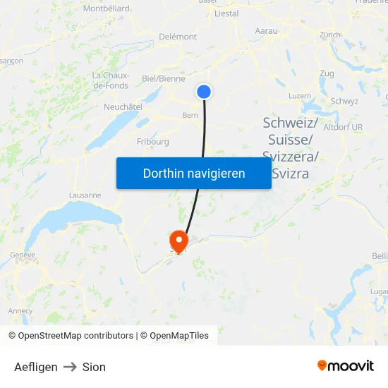 Aefligen to Sion map