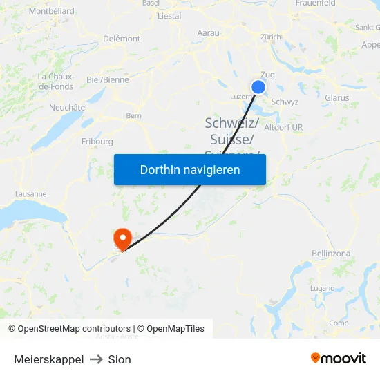 Meierskappel to Sion map