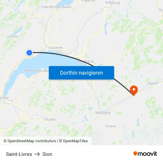 Saint-Livres to Sion map