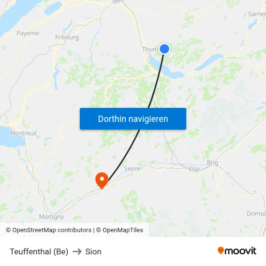 Teuffenthal (Be) to Sion map
