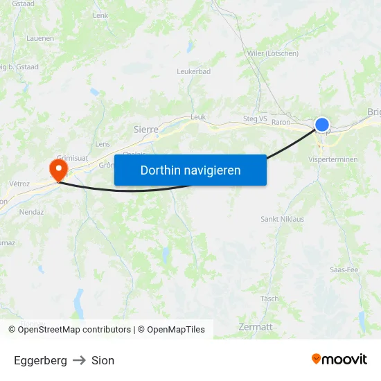 Eggerberg to Sion map