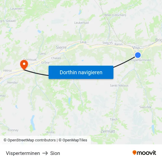 Visperterminen to Sion map