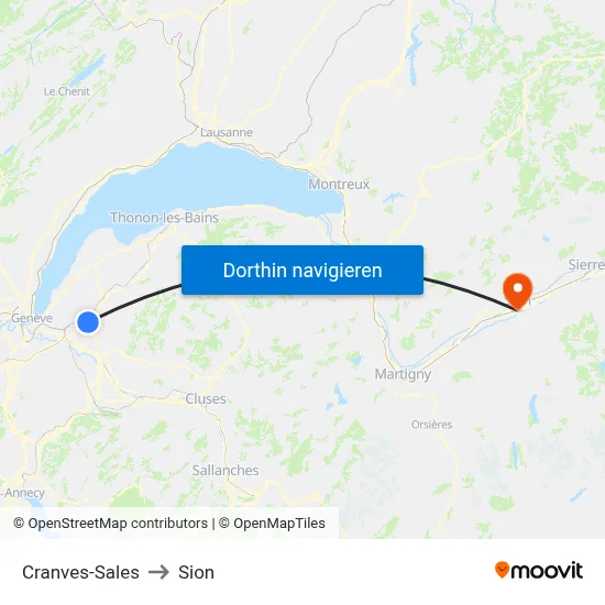 Cranves-Sales to Sion map