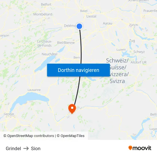 Grindel to Sion map