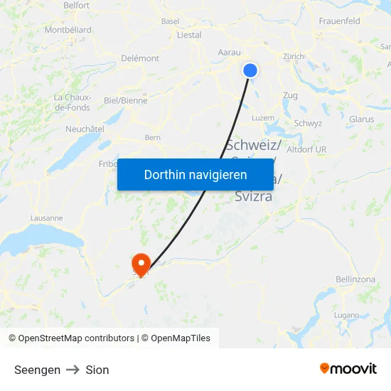 Seengen to Sion map