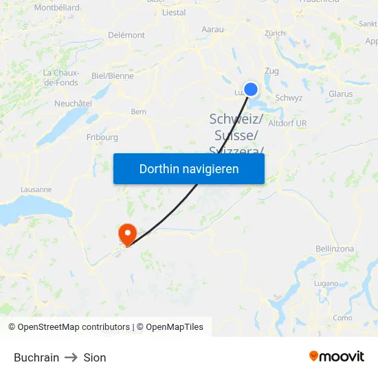 Buchrain to Sion map