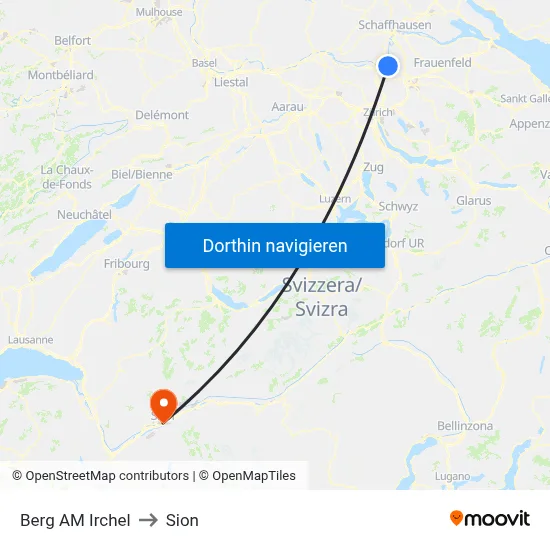 Berg AM Irchel to Sion map