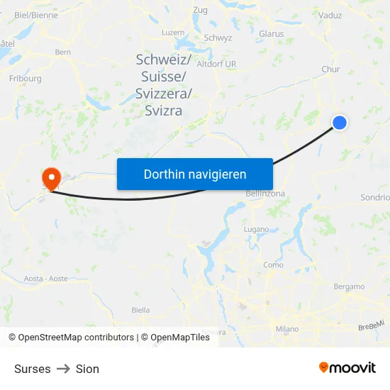 Surses to Sion map
