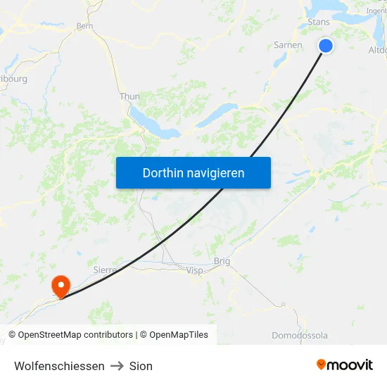 Wolfenschiessen to Sion map