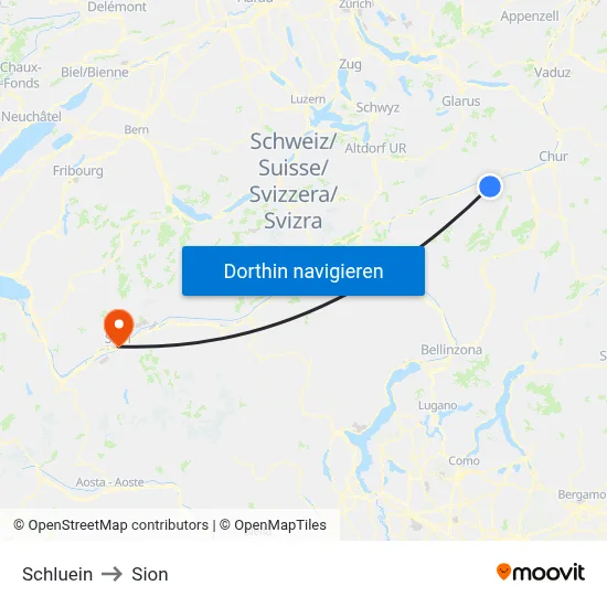 Schluein to Sion map