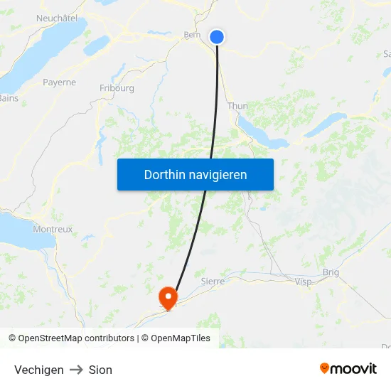 Vechigen to Sion map