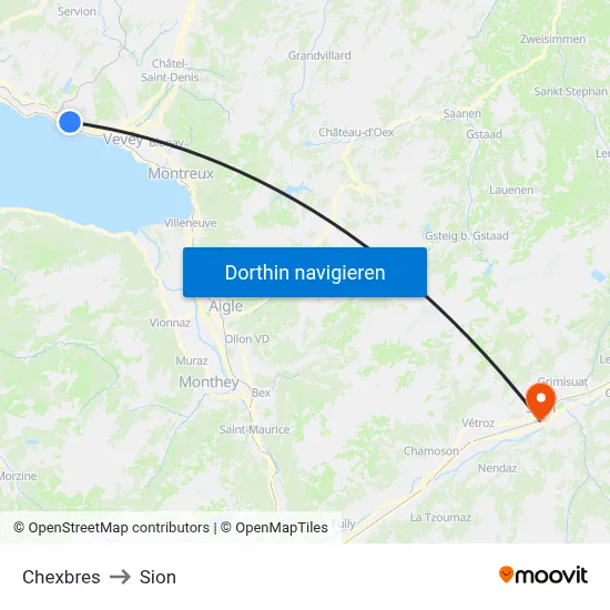 Chexbres to Sion map