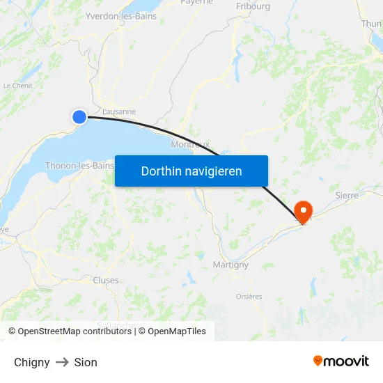 Chigny to Sion map