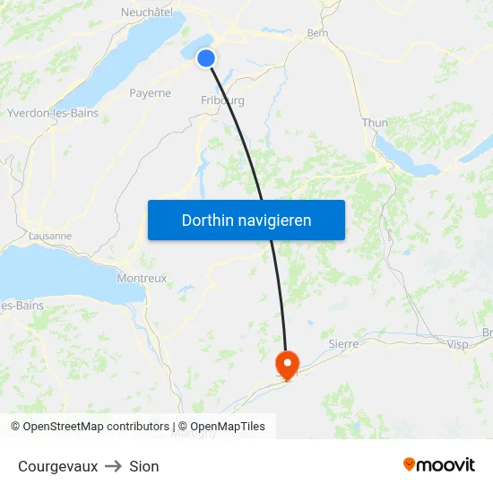 Courgevaux to Sion map