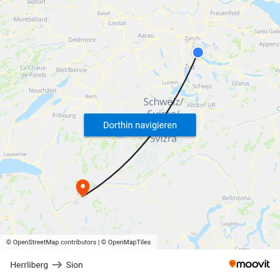 Herrliberg to Sion map