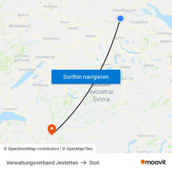 Verwaltungsverband Jestetten to Sion map